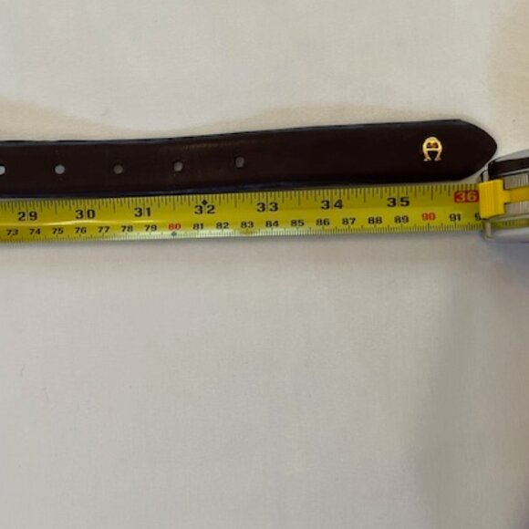 ETIENNE AIGNER | Brown Leather belt Gold-tone Buckle and Logo-Like NEW - Picture 6 of 11